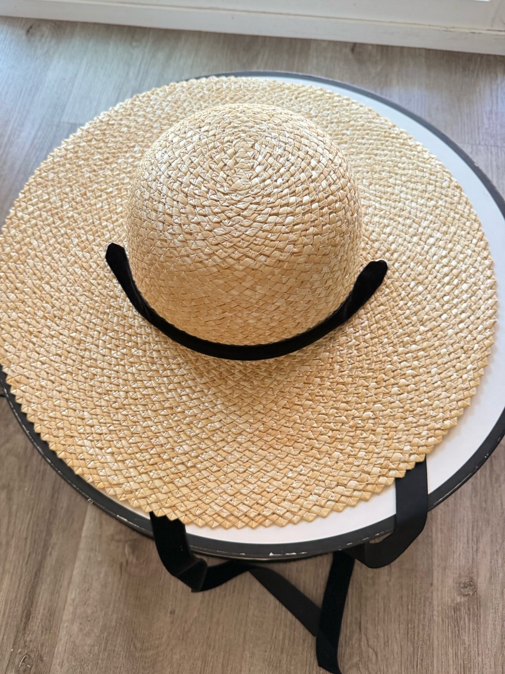 lack of color dolce straw ties oversized brim sun summer hat size large NEW RARE - Picture 3 of 6